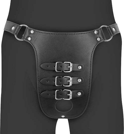 Shots Leather Penis Cage in Black Color