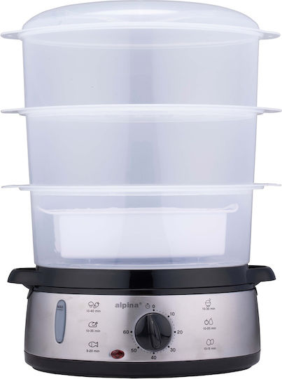 Alpina Appliances 06451648 Ατμομάγειρας με 3 Επίπεδα Μαγειρέματος 9lt