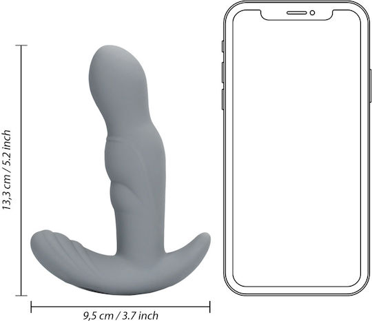 LoveLine Rotating Prostate Stimulator Πρωκτική Σφήνα με Δυνατότητα Ασύρματης Λειτουργίας και Δόνηση Γκρι