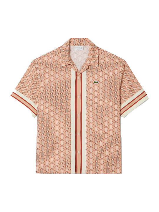 Short-sleeved Cotton Shirt Latte, Iberis, Crystal