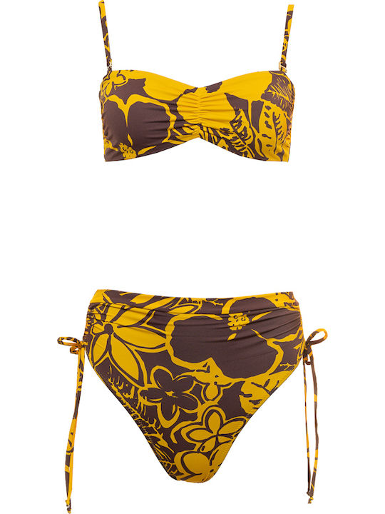 Set Bikini Ψηλόμεσο Κίτρινο