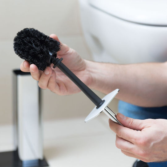 Relaxdays Bambus Set perie de toaletă și coș de gunoi pentru baie Negru