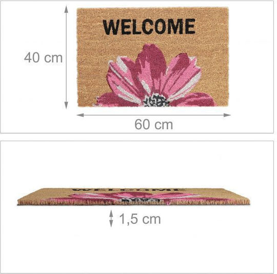 Relaxdays Covor de Intrare din Cocos cu Suport Antiderapant Multicolor 60x40buc Grosime 15mm