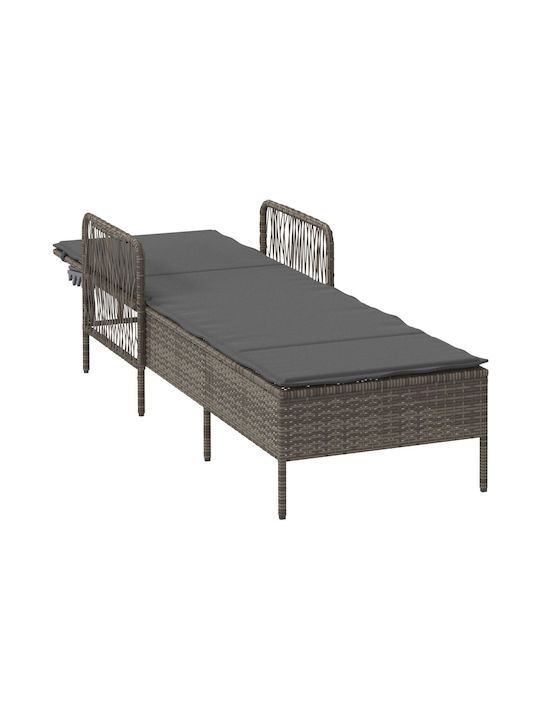 Ξαπλώστρα Rattan με Μαξιλάρι Γκρι 157x55x92εκ.