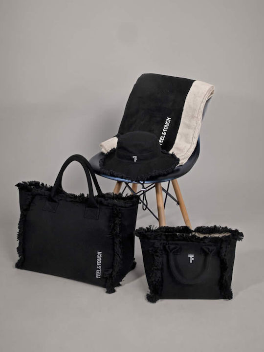 Feel & Touch Caribbean Stoff Strandtasche Schwarz