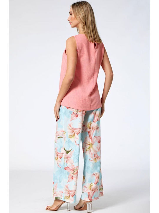 Γυναικεία Παντελόνα Floral Ltblue
