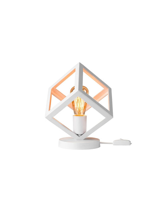 GloboStar Dise Plastic Table Lamp for Socket E27 with White Shade and Base