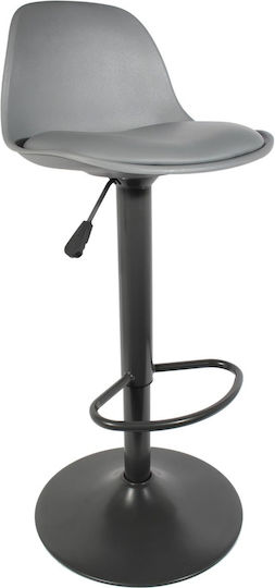 Stool Bar Isak with Back & Adjustable Height Grey 41.5x38x83cm
