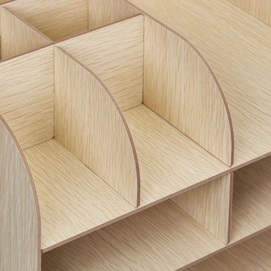 Organizator birou 10 compartimente de depozitare dimensiuni diferite realizat din MDF maro deschis