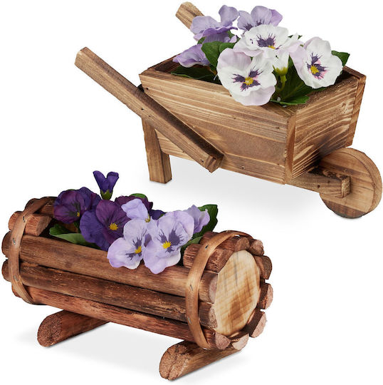 Flower Pots 2 Pieces Rustic Decor Brown