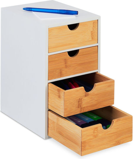 Relaxdays Schreibtischschublade 4 Positionen 16.5x21x27.5cm Weiß