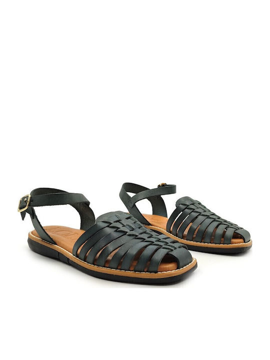 Leder Flache Sandalen für Damen in Gray Farbe