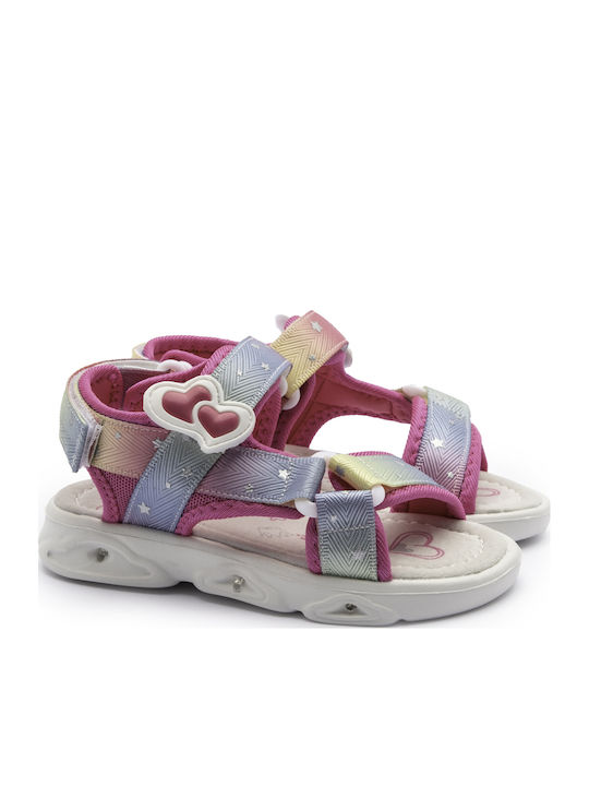 Kinder Sandalen mit Klettverschluss & Lichtern Fuchsie