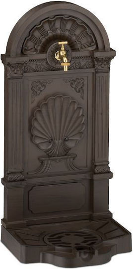 Fântână de Grădină Antică din Aluminiu Turnat Robinet Auriu Scoică Relaxdays Dimensiuni Aprox. 82.5 X 39 X 32 Cm Maro Închis
