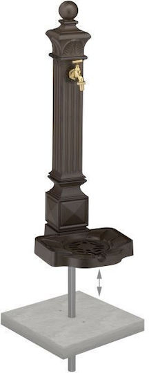 Fântână de Grădină Antică din Aluminiu Turnat Robinet Auriu Relaxdays Dimensiuni Aprox. 82 X 29 X 33 Cm Maro Închis