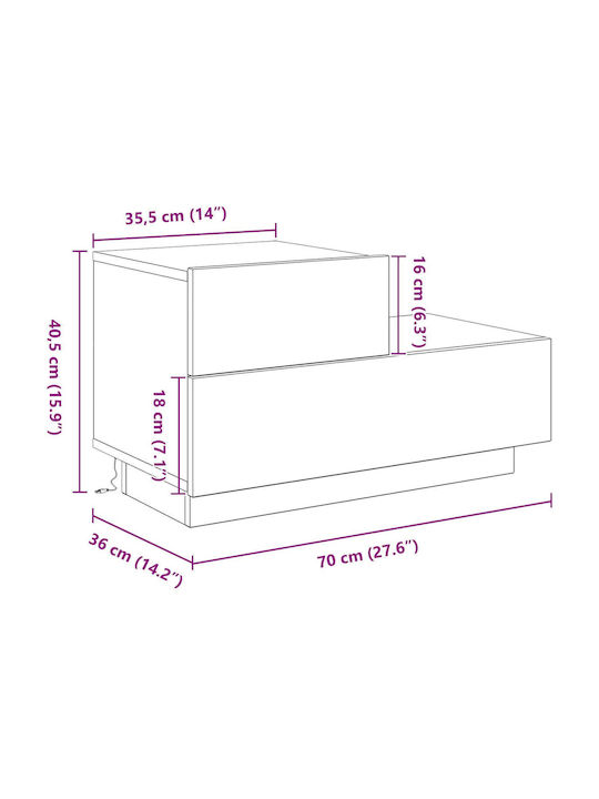 Nachttisch Old wood 70x36x40.5cm