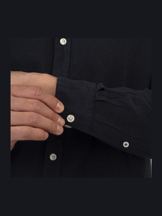 Long-sleeved Linen Shirt D.k Navy
