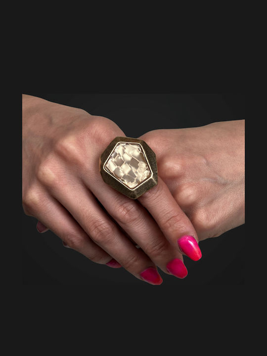 Met Ring with Stones Gold Plated