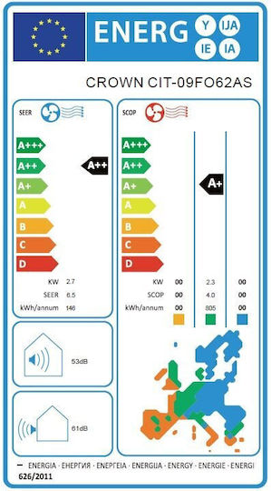 Crown Aparat de aer condiționat Inverter 9000 BTU A++/A+
