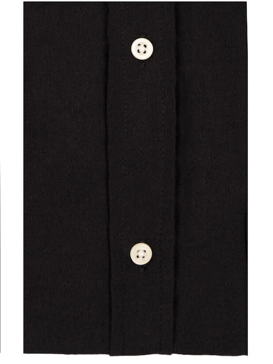 Long Sleeve Linen Shirt In Regular Fit Black