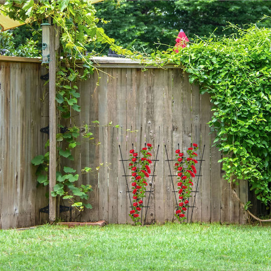 Set 2 Plant Climbing Trellises Relaxdays Steel Plastic 122 X 59cm Black