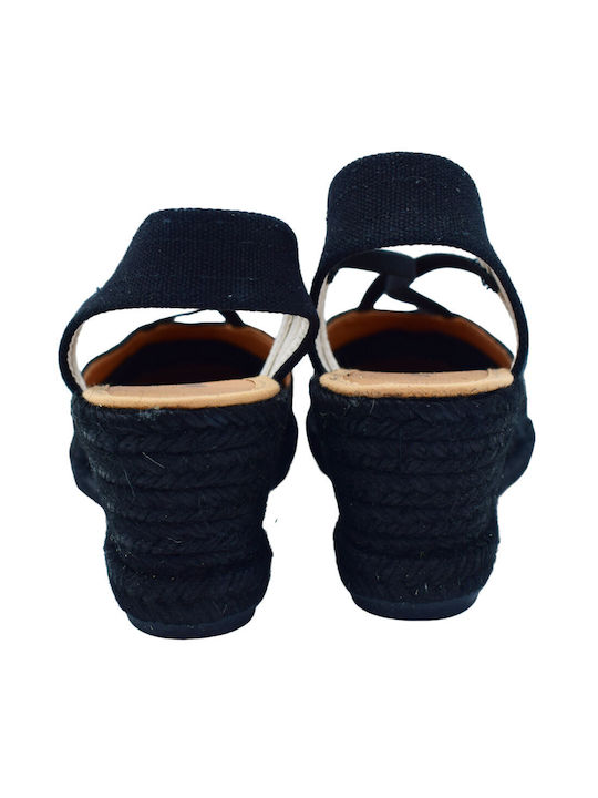 Women's Leather Platform Espadrilles Black