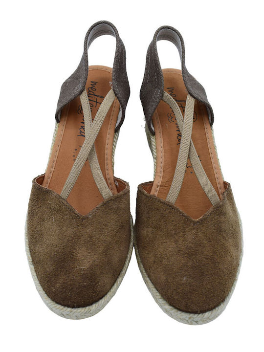 Platforme dama în stil espadrile Maro