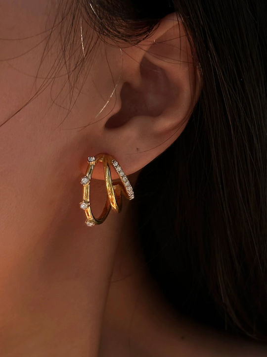 Enotia Earrings made of Steel Gold Plated with Stones