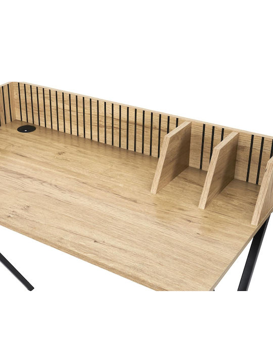 Desk Wooden Black with Metal Legs 90x50x84.5cm