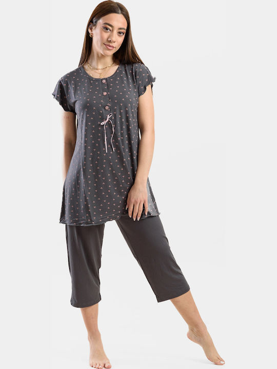 Cherry Sommer Damen Pyjama-Set Anthracite