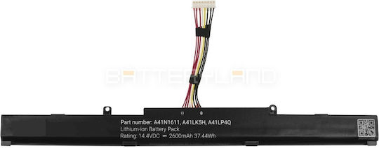 Kompatible Batterie für Asus ROG Asus A450J, D451V, F450, F550, F751, FX53V, K450J, K550D, K751, P750L mit 2600mAh