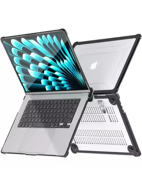 Tech-protect Smartshell Pro Macbook Air 15 M2 M3 M4 2023-2025 Black Clear