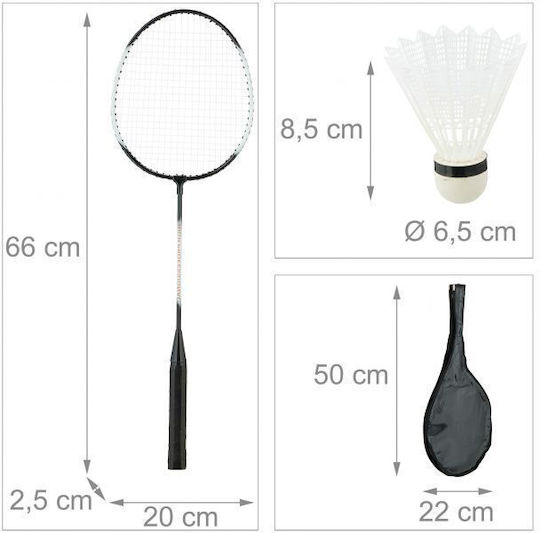 Relaxdays Σετ Badminton 2 Ρακέτες και 10 Shuttlecocks