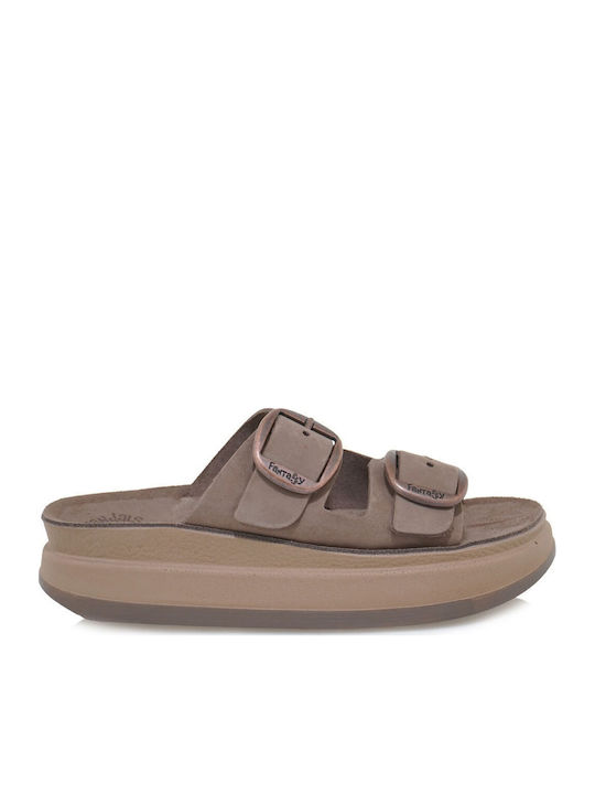 Zefi Leather Women's Flat Sandals ZEFI BROWN
