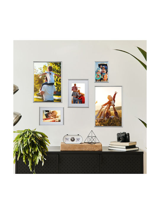 Set of 2 Silver Photo Frames Dimensions 17.5 x 14 x 9.5 cm Relaxdays