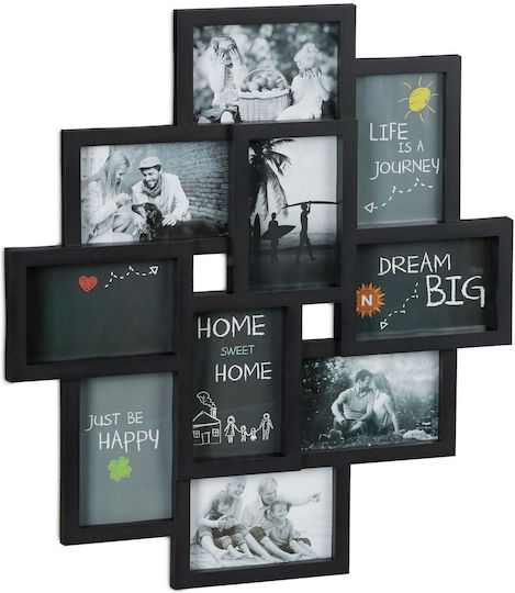 Relaxdays Photo Frame Collage for 10 Pictures Black 10x15 Dimensions Relaxdays Photo Frame Collage for 10 Pictures Black 10x15 Dimensions