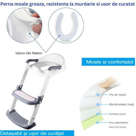 Kleinkind Toiletten-Sitz Arvada mit Harter Oberfläche, Griffen und Trittstufe Gray