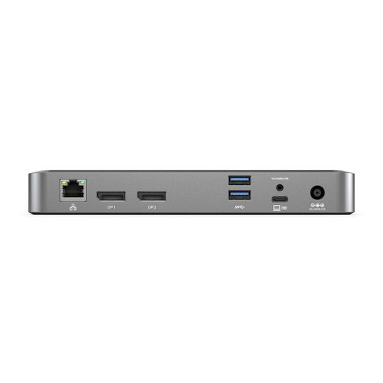 Alogic DX2 USB-C Докинг станция с DisplayPort 4K PD Етърнет и свързване 2 монитора Сив