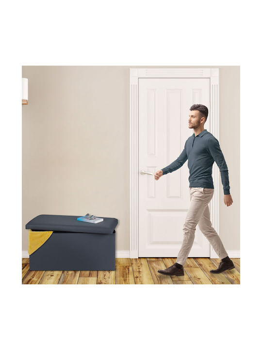 Scaune Camera de zi Cu spațiu de depozitare Tapițat cu Piele Ecologică Antracit 37.5x76.5x38.5buc