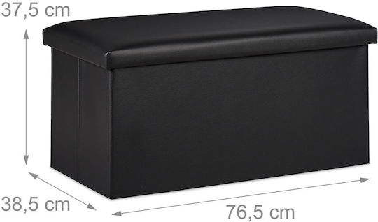 Black Faux Leather Upholstered Storage Bench Stool 37.5x76.5x38.5 cm
