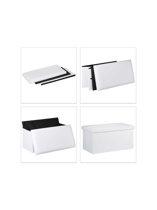 Scaune Camera de zi Cu spațiu de depozitare Tapițat cu Piele Ecologică Alb 37.5x76.5x38.5buc