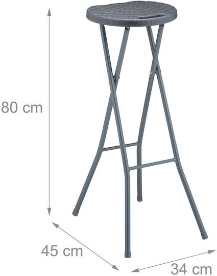 Scaune De Bar Pentru Exterior Rattan Gri 2 Bucăți 45x34x80cm