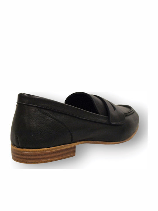 Leather Women's Loafers in Black Color