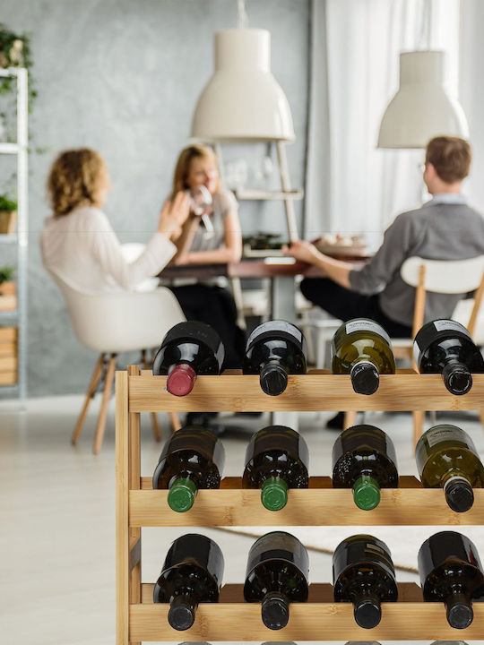 Wine Bottle Holder Capacity 16 Bottles Bamboo 42.5 X 45 X 23.5 Cm