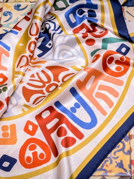 Kalfas Luxury Silk Square 70x70 Scarf 7 Women's Silk Scarf Multicolour