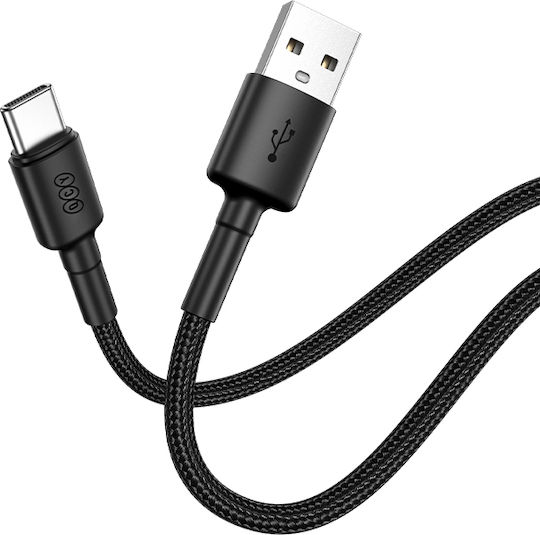 QCY Плетена USB 2.0 Кабел USB-C мъжки - USB-A мъжки 60W Черен 1.2м