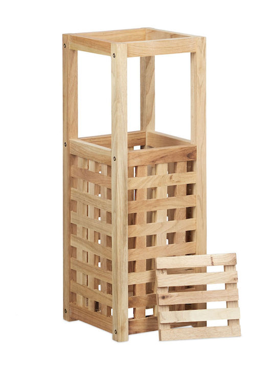 Suport pentru umbrele și bastoane pătrat din lemn de nuc Dimensiuni 50 X 18 X 18 cm Relaxdays