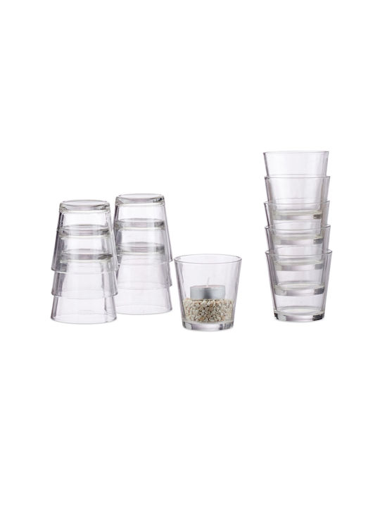 Set 12 Glass Candle Holders 7.5 Cm Height Relaxdays
