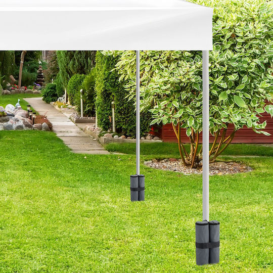 Set 4 Sacii de Ancorare pentru Pavilion Relaxdays Dimensiuni 40 X 42 Cm Capacitate de Umplere 10 Kg pe Sac Gri Negru