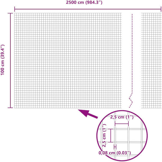 vidaXL Wire Fencing Galvanized Set Gray 1x25m